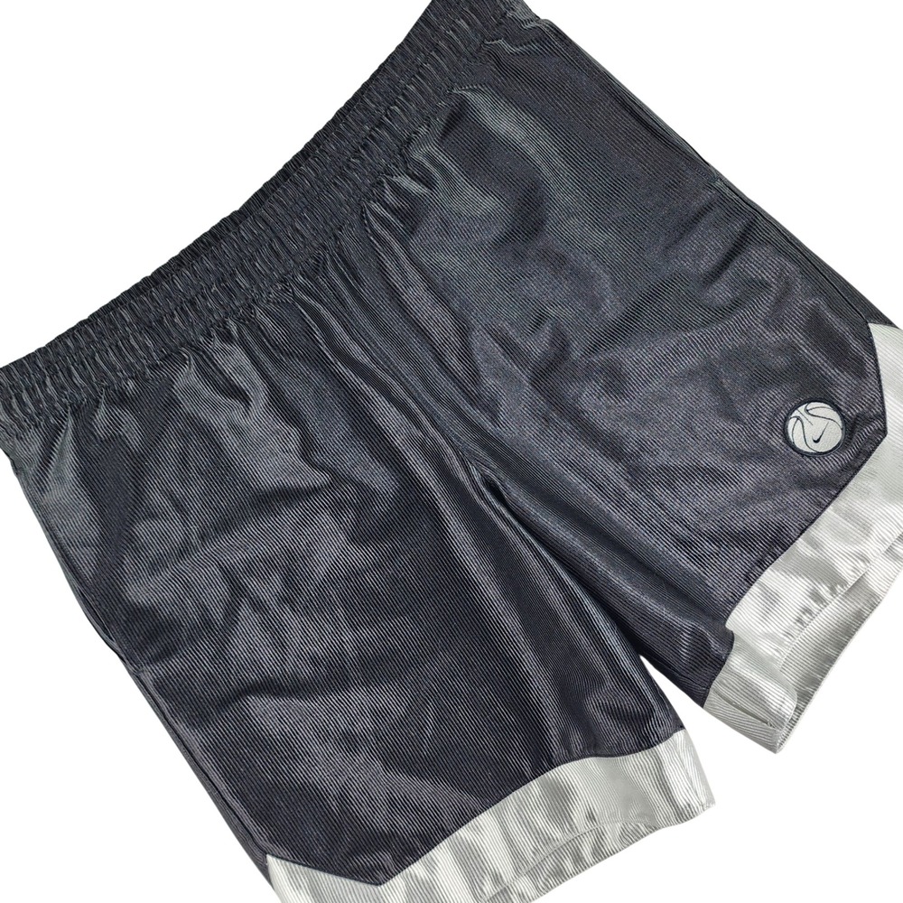 Vintage Nike Basketball Shorts Mens M Black Gray 100% Polyester Made Taiwan